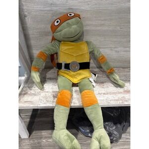TMNT Mutant Mayhem Michelangelo Plush 2023 Nickelodeon Movie Orange Mask 16in
